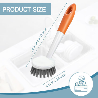 Patelai 12 Pack Kitchen Scrub Dish Brush with Long Handle Dish Scrubber with Stiff Bristles Scrub Brushes for Kitchen Dishes Washing Tools, Pots, Pans and Sink Cleaning (Celadon)