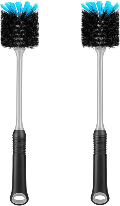 MOSOLAN Water Bottle Cleaning Brush, Long Handle Flexible Scrub Brush for Water Bottles, Glasswares, Mugs, Flasks, Tumblers, Vases, and Kitchen Sink, 2 Pack
