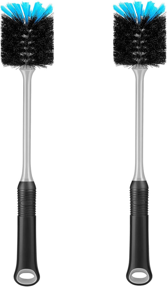 MOSOLAN Water Bottle Cleaning Brush, Long Handle Flexible Scrub Brush for Water Bottles, Glasswares, Mugs, Flasks, Tumblers, Vases, and Kitchen Sink, 2 Pack