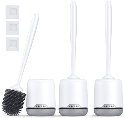 Lefree 2 Pack Silicone Toilet Bowl Brush and Holder Set with Ventilated Holder, Floor Standing & Wall Mounted Toilet Scrubber