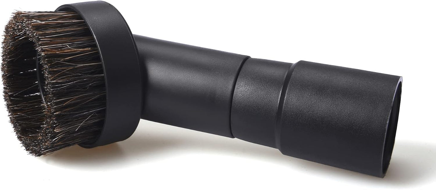 25mm Long Horse Hair with Universal Connector for 25mm/1", 32mm/1-1/4, 35mm/1-3/8 Hose, 1.25 Inch Small Round Dust Suction Brush Vacuum Brush Attachment Soft Bristle Cleaner Replacement with Adapter