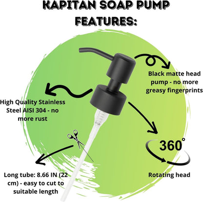 Kapitan Soap Dispenser Pump Head Replacement Spare for Standard 28/400 (26 mm - 28mm / 1.02 in-1.10 in) Neck Size, Stainless Steel Brushed Finish