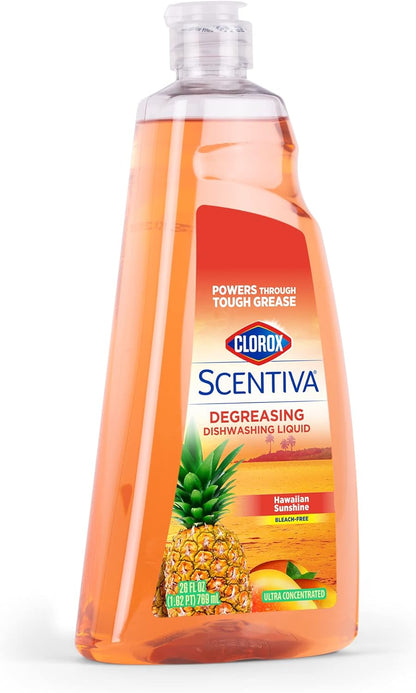 CLOROX Scentiva Dishwashing Liquid Soap | Smells Great and Cuts Through Grease Fast | Quick Rinsing Formula for a Powerful Clean You Can Trust, Pacific Breeze & Coconut, 26 Oz (Pack of 6)