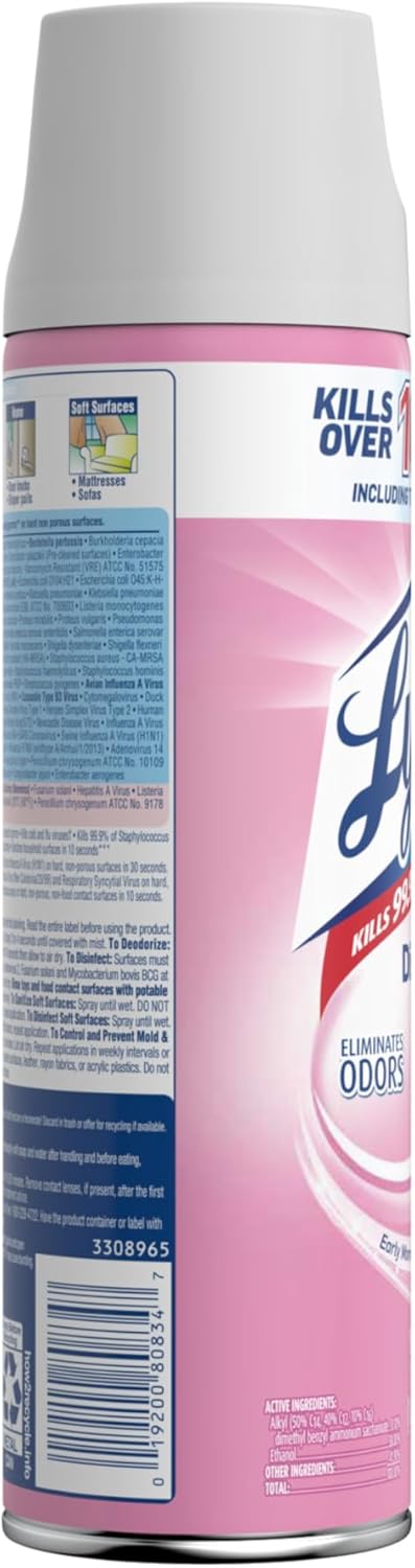 Lysol Disinfectant Spray, Household Essential Cleaning Supplies, Multi-Purpose Room Spray, Antibacterial Sanitizer Spray, Upholstery Deodorizer, Home and Bathroom, Crisp Linen,19 Fl Oz