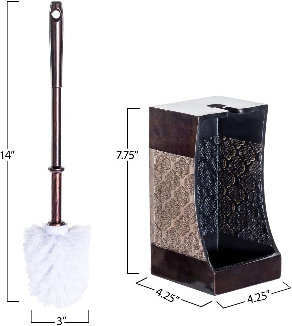 Creative Scents Rustic Luxe Toilet Brush and Holder Set - Beige Toilet Bowl Cleaner Brush with Strong Metal Handle - Long Bristles Toilet Bowl Brush and Holder - Rustic Farmhouse Decor