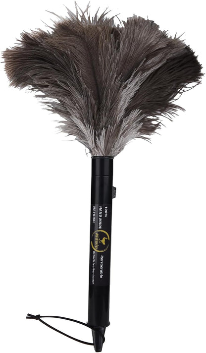 Aldwin Ostrich Feather Duster Retractable 2 Pack,16 inch Genuine Fluffy Natural Handheld Feather Dusters for Cleaning Supplies, Washable,Car, Office, Desk