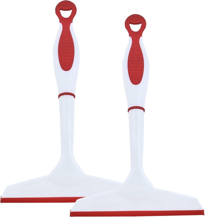 Superio Rubber Squeegee, 2 Pack, Streak Free All Purpose Window Squeegee, Comfort Grip Handle and Hanging Hook (Red, 10 Inch- 2 Pack)