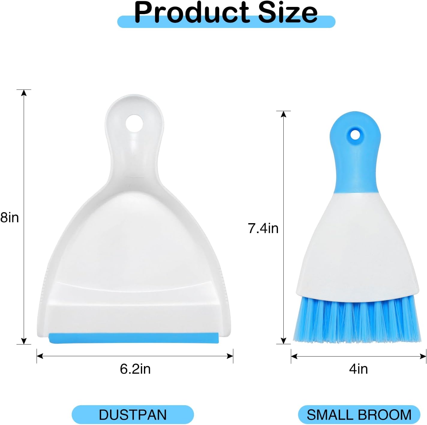 NACENA Mini Dustpan and Brush Set 2 Pack, Small Broom and Dustpan Set Dust Pan and Mini Hand Broom Dustpan and Broom Combo Compact for Home Table Keyboards Sofa Kitchen, Blue
