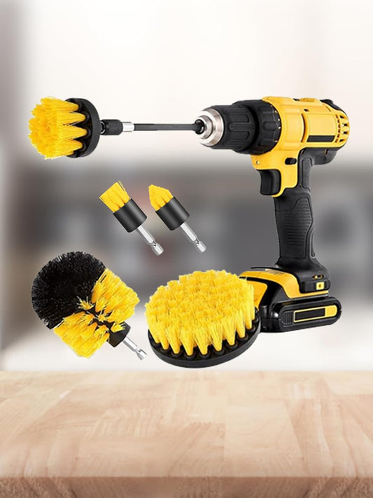 6 Pack Cleaning Brush Set with Extended Long Attachment - Medium Stiffness Bristles for Kitchen, Bathroom, Surface, Grout, Bathtub, Sink Cleaning