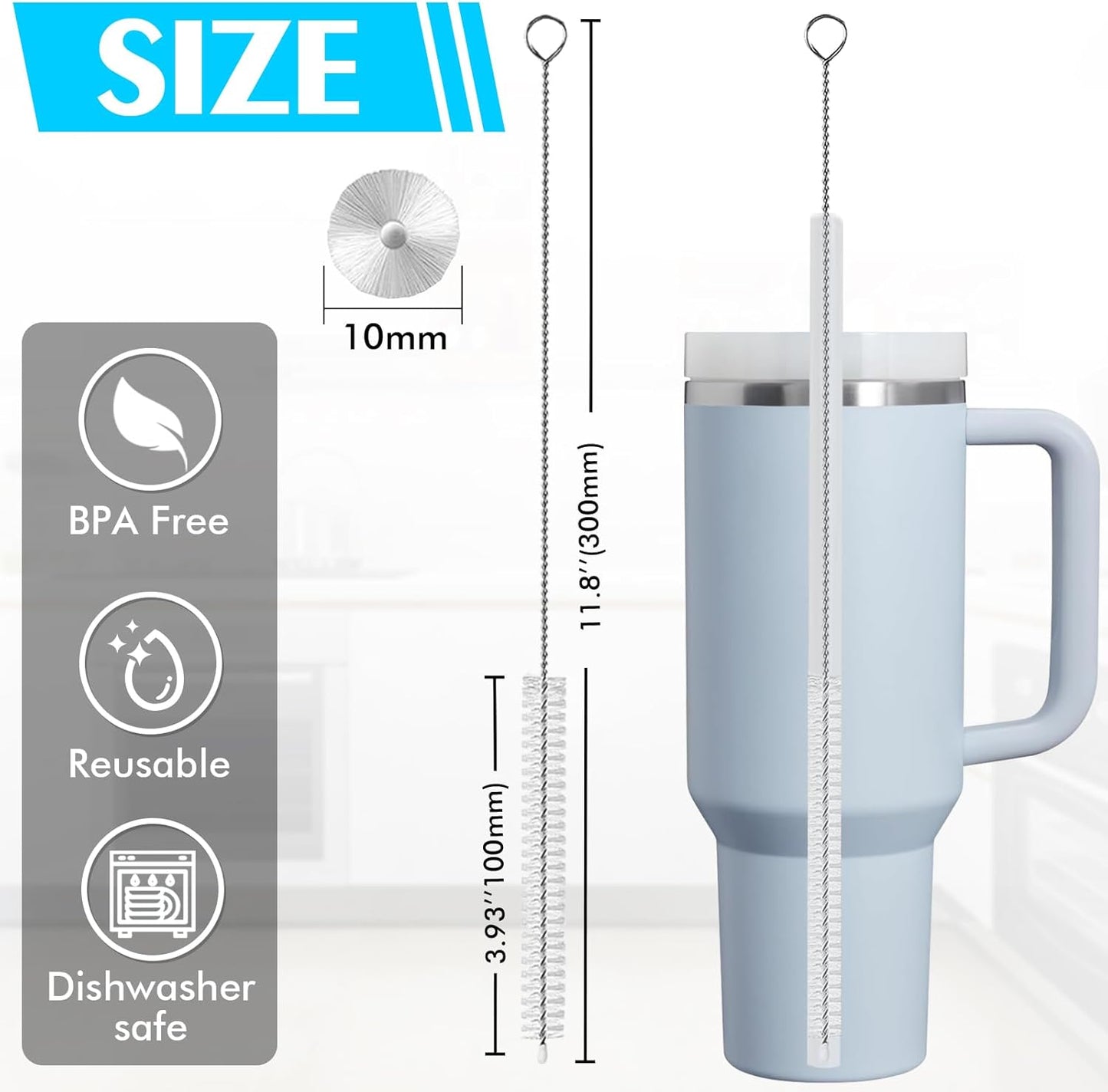 Straw Cleaner Brush 8PCS Long Straw Brushes Reusable Nylon Tube Brush Drinking Straw Cleaning Brush Set for Water Bottle, Straws, Tube, Flasks (8PCS Style 2)