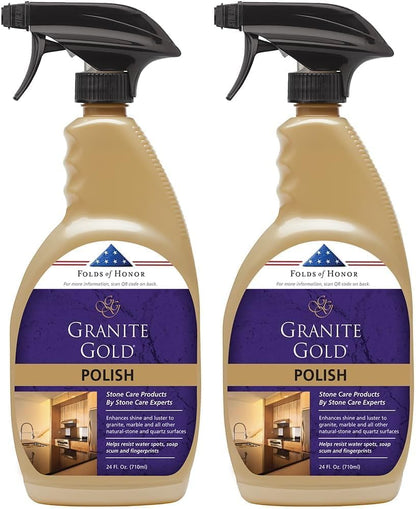 Granite Gold Polish Spray, Streak-Free Shine for Granite, Quartz, Marble, Travertine, Natural Stone Countertops, 24 Fl Oz (Pack of 1)