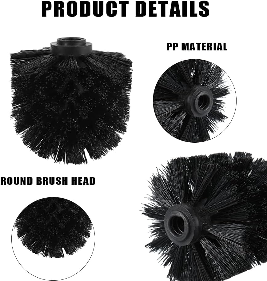 4PCS Toilet Brush Replacement Head Cleaning Tool,Toilet Bowl Brush Head Replacement with Sturdy Stiff Bristles for Bathroom (Black)