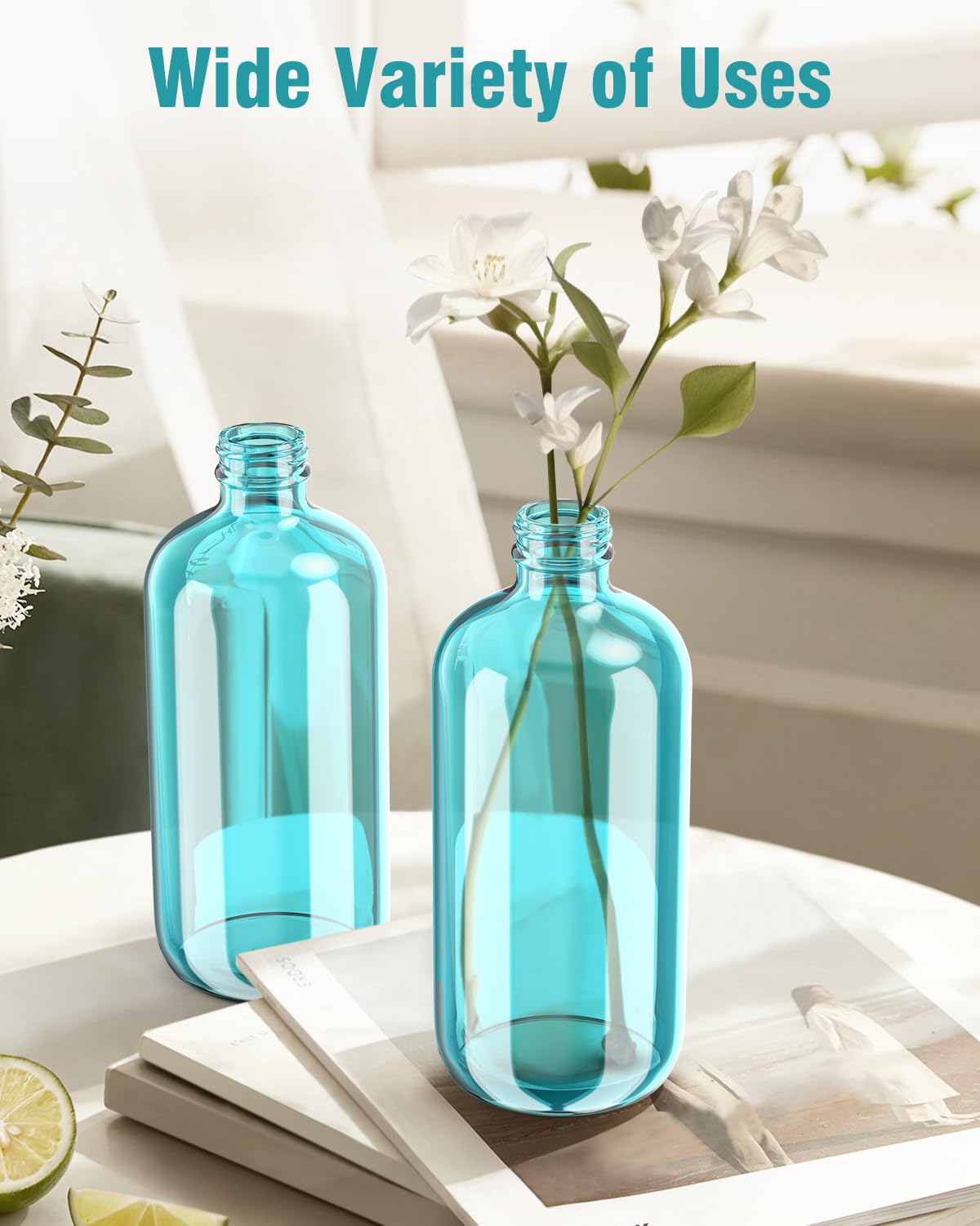 Bontip Glass Spray Bottle, Amber Glass Spray Bottle Set & Accessories Refillable for Plants Window Cleaners Aromatherapy Facial Hydration Watering Flowers Hair Care (2 Pack/16 oz) (Amber)