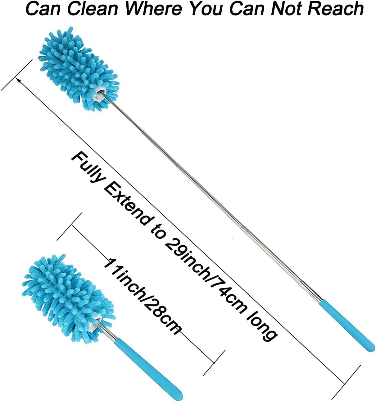 Microfiber Extendable Hand Dusters Washable Dusting Brush with Telescoping Pole for Cleaning Car, Computer, Air Conditioning, TV and Else Pack of 3