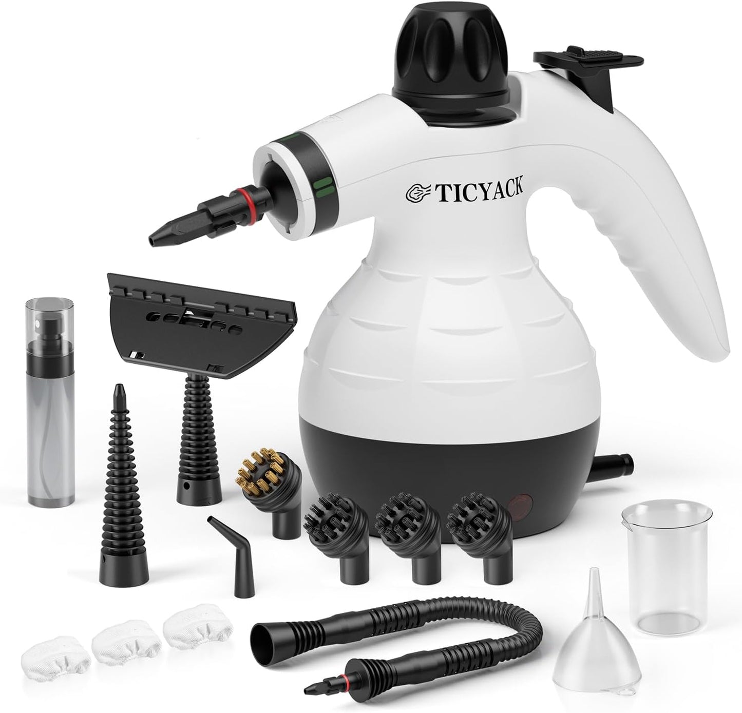 TICYACK Handheld Steam Cleaner, Steam Cleaner with 16 PCS Accessory & Safety Lock, 500ML Capacity, Multi-Surface Deep Cleaning for Home, Car, Bathroom, Grout, Floor, Window (White)