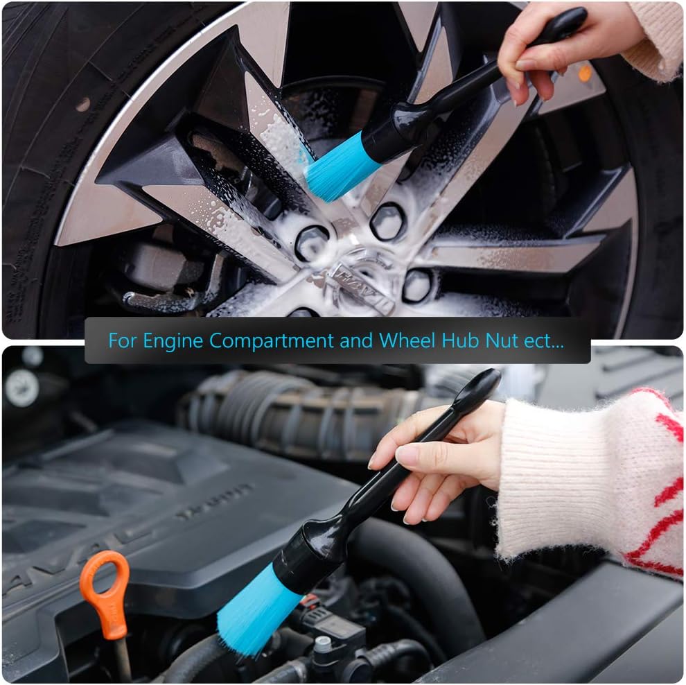 AntBooBoo 3 Pack Ultra-Soft Detailing Brush Set, Comfortable Grip and Scratch-Free Cleaning for Exterior, Interior Panels, Emblems, Badges, Gauge Cluster, Infotainment Screen