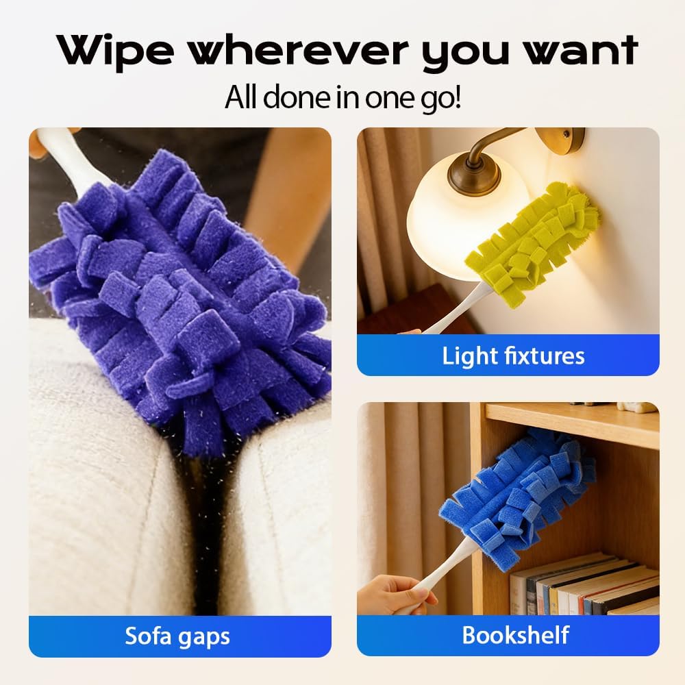 Reusable Duster Refills, 2026 New 360° Heavy Duty Fleece Duster Refills Reusable Duster Pads Washable Cleaning Pads Tools for Cleaning Ceiling Fan Window Kitchen (5)