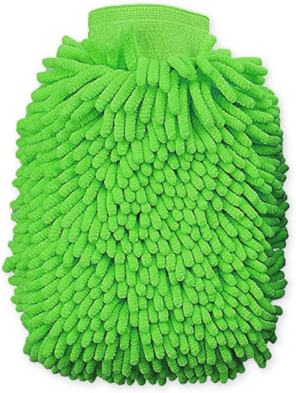 House Cleaning and Car Wash Mitts, Home Dusting Microfiber Gloves, Washing Clean Polish Faster (2-Pack, Green/Blue)