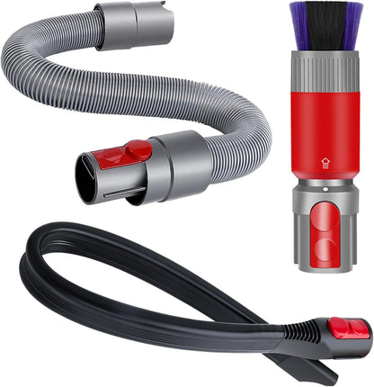 Scratch-free Dusting Brush & 63”Flexible Extension Hose Attachments for Dyson GEN5 V15 V12 V11 V10 V8 V7 Cordless Vacuum Cleaner, Ideal for Car Detailing, Keyboard/Blinds Cleaning,Delicate Surfaces