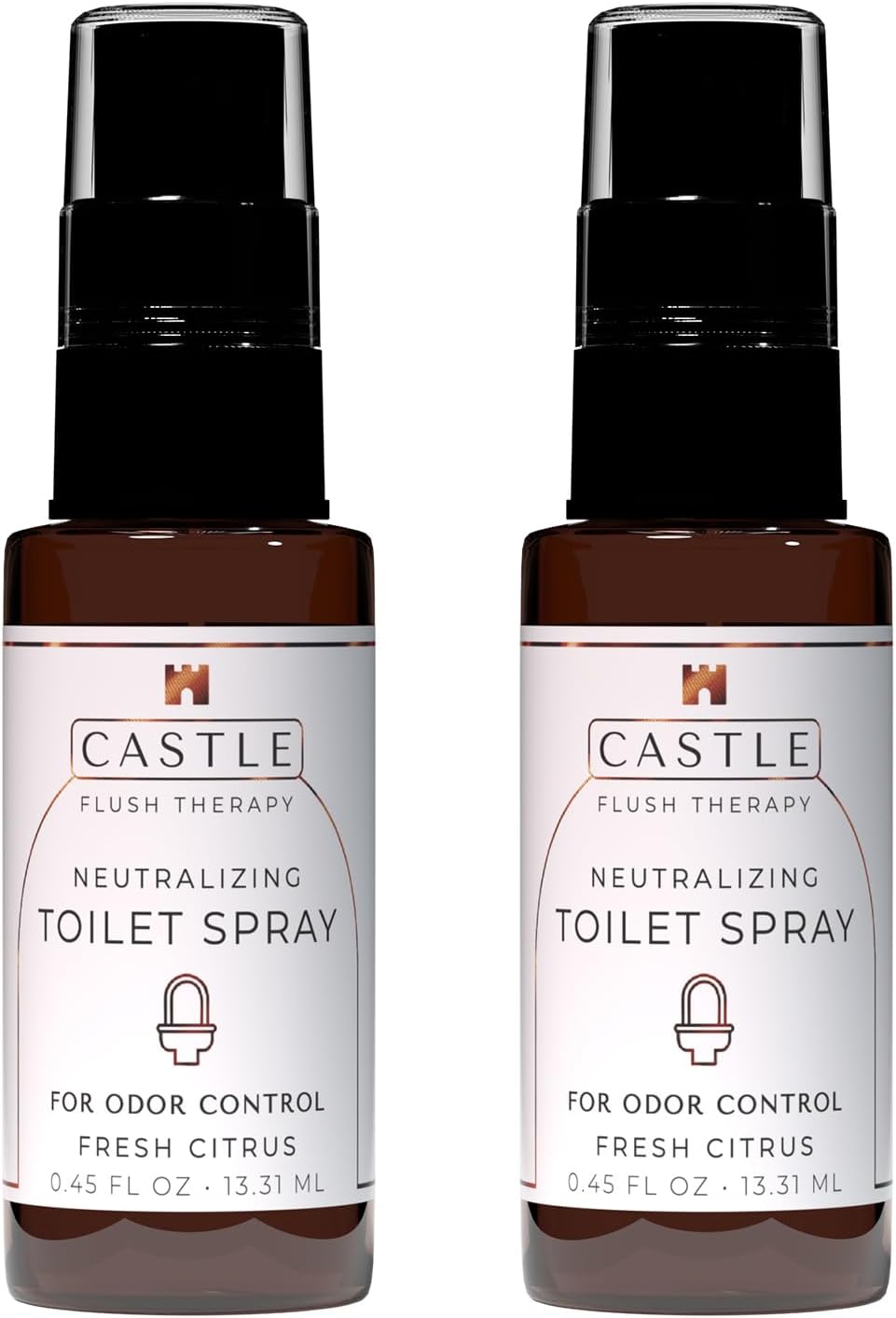 Castle Flush Therapy Neutralizing Toilet Spray | Odor Control: Mist Over the Water Surface, Go, Then Flush | Bathroom Freshening | Neutralizes Odors at the Source | Fresh Lotus | 0.45 oz (2 Pack)