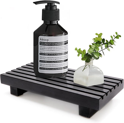 Renawe Small Kitchen Sink Soap Tray for Counter Soap Dish Dispenser Holder Wooden Risers Stand for Bathroom Decor Farmhouse Wood Pedestal Kitchen Accessories Countertop Vanity Counter Decorative Tray