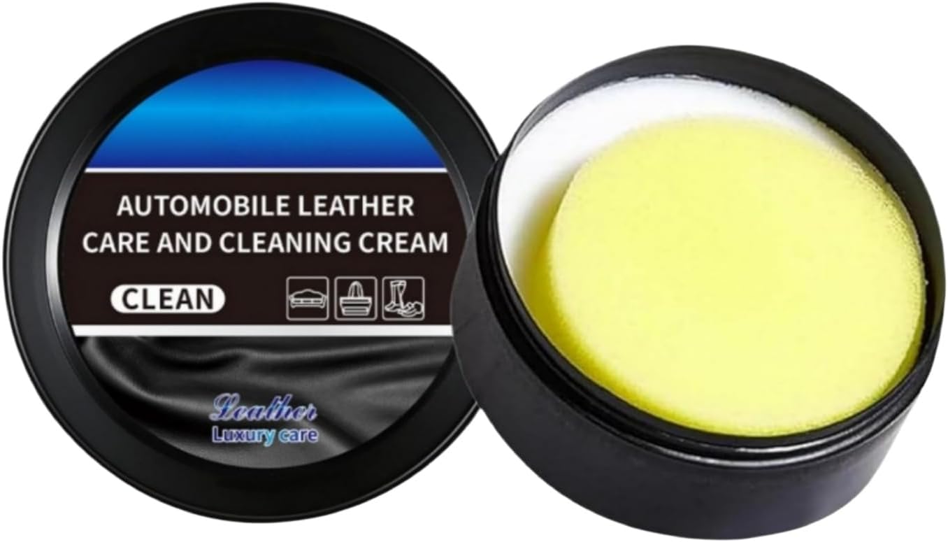 Leather Balm for Cars, Leather Cleaner and Conditioner for Car Interior, Multifunctional Cleaning and Care Cream & Cleaning Paste, Deep Cleaner & Leather Repair Kit for Furniture, Shoes, Bags(2PC)