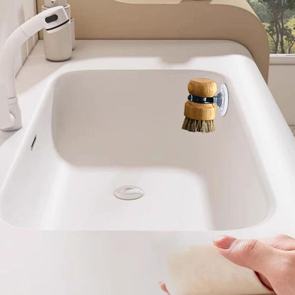 Soap Dispensing Palm Brush Holder Traceless Suction Cup Dish Brush Holder for Kitchen Brush Dish Brush with Soap Dispenser Pot (Open Type)