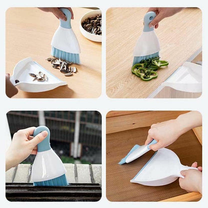 Small Hand Dust Pan and Brush - Small Broom and Dustpan Set, Mini Broom and Dustpan, Compact Dustpans and Brush for Home Cleaning, Sofa, Desk, Guinea Pig Cage, Cat Litter, etc. (Light Green)