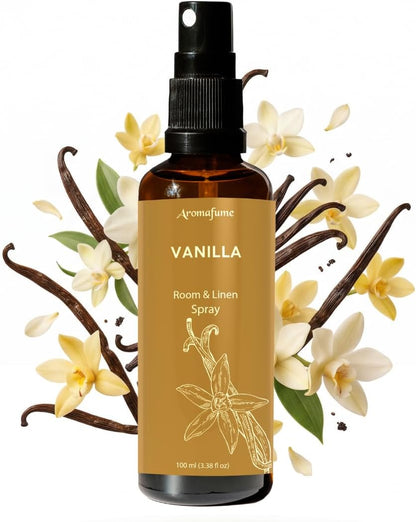 Vanilla Room, Linen & Pillow Spray by Aromafume | 100ml/3.38 fl oz | with Pure Vanilla Essential Oil | Aromatherapy Spray | Mist for Bedding, Fabrics