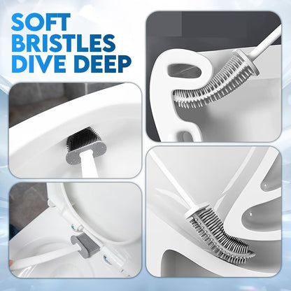 Modern Minimalist Silicone Black Toilet Brush with Holder - Pack of 2 Toilet Bowl Brush Set - Self-Cleaning & Splash-Free, Easy-Rinse Design with Wall Mounted Holder Bathroom Accessory.