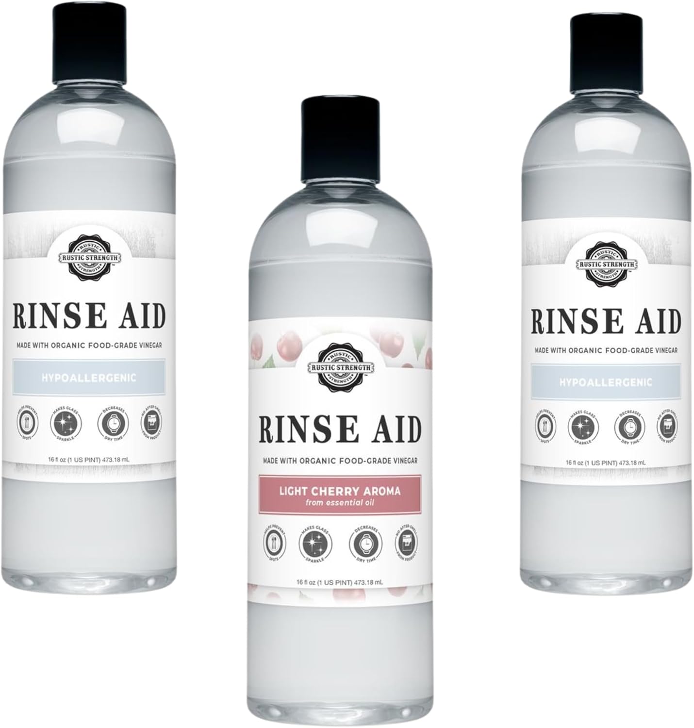 Rustic Strength Non Toxic Rinse Aid for Automatic Dishwashers, Unscented, 16 oz