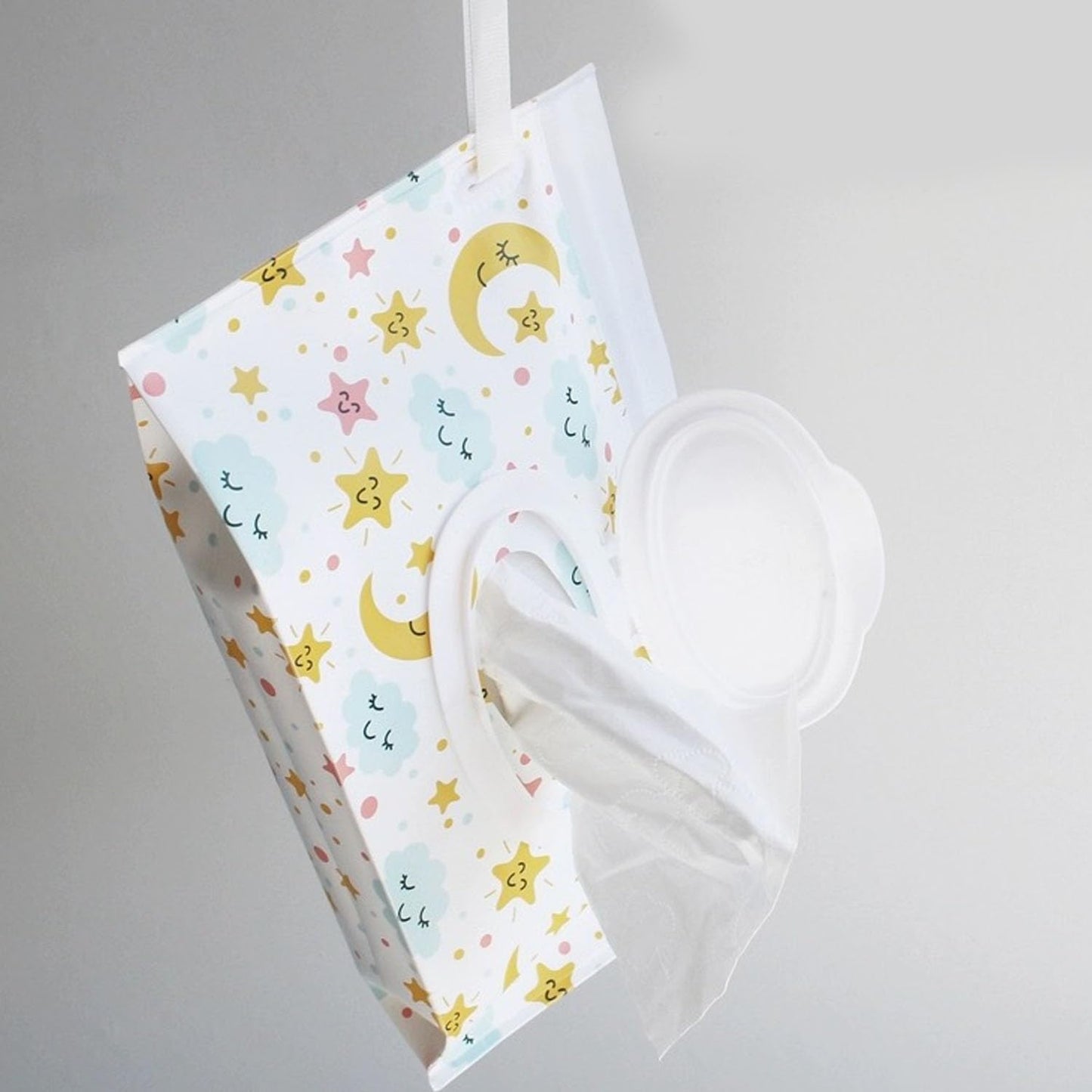 Wipe Dispenser White,Reusable Flushable Wipe Holder Set with 2Pcs Refillable Portable Wipe Bag for Baby Adult Bathroom,Wipe Container with Lids Keeps Wipes Fresh,Baby Shower New Mom Gifts