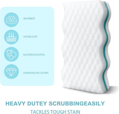 BINI'S Magic Sponge Eraser, Extra Durable, Multi Purpose Cleaner, Shoe, Bathroom, Shower, and Car Window and Windshield Cleaner, Cleaning Pads, 6 Count
