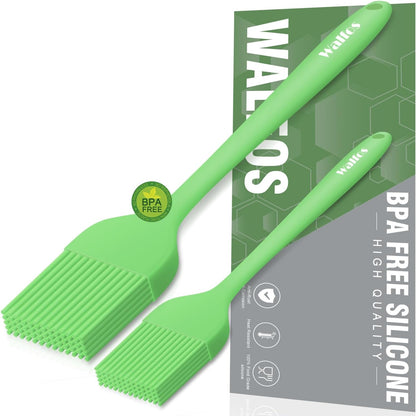 Walfos Silicone Basting Pastry Brush, Heat Resistant Pastry Brush Set, Strong Steel Core and One-Pieces Design, Perfect for BBQ Grill Baking Kitchen Cooking, BPA Free and Dishwasher Safe, 2 Pcs (Blue)