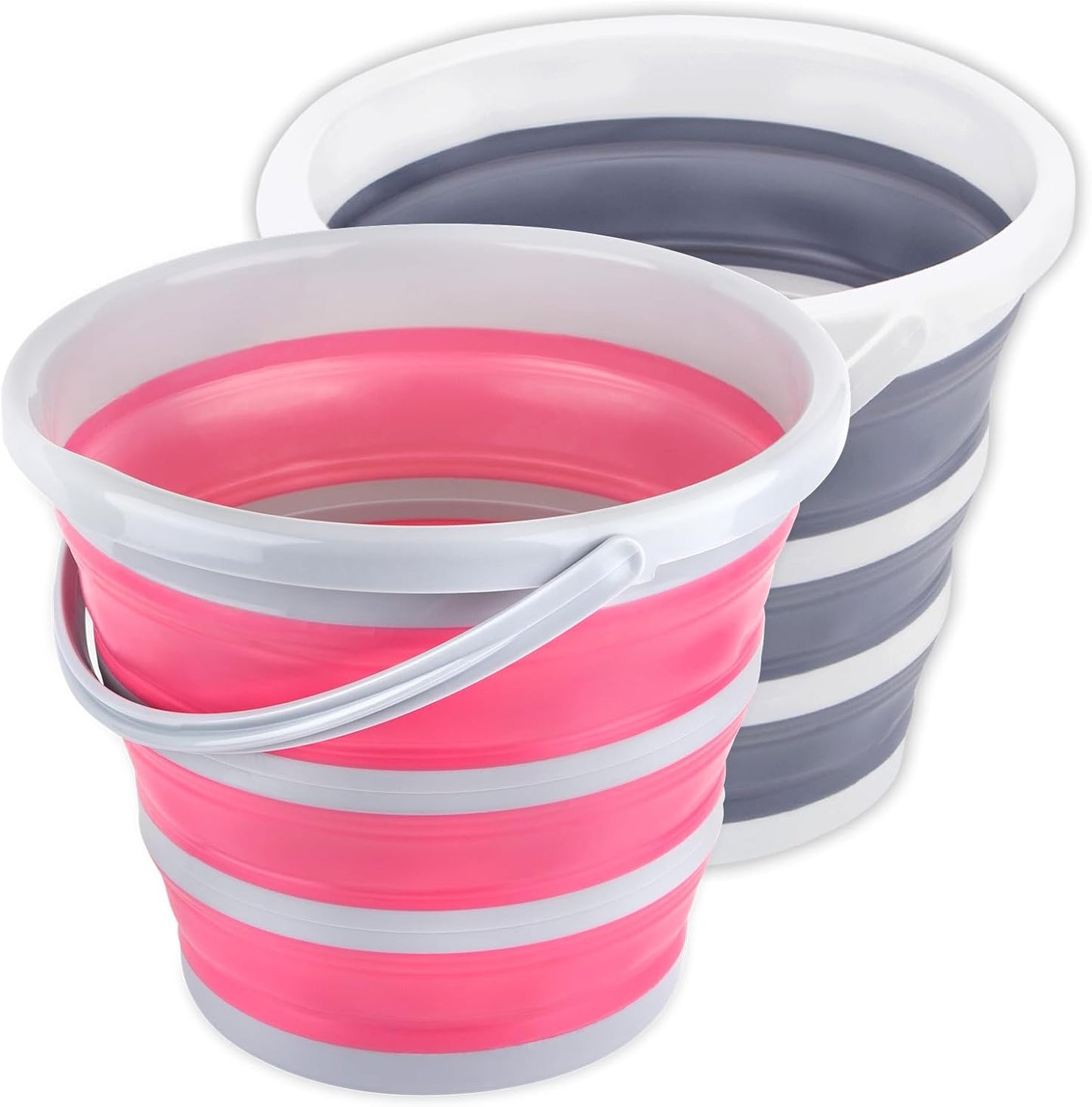 2 Pack Collapsible Buckets 10L 2.6 Gallon Cleaning Bucket Mop Bucket Folding Foldable Portable Small Plastic Water Supplies for Outdoor Garden Camping Fishing Car Wash Space Saving