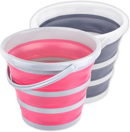 2 Pack Collapsible Buckets 10L 2.6 Gallon Cleaning Bucket Mop Bucket Folding Foldable Portable Small Plastic Water Supplies for Outdoor Garden Camping Fishing Car Wash Space Saving