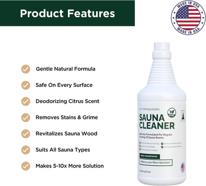 Northwood Sauna - Sauna Cleaner - Natural Wood Cleaner & Deodorizer - Ready-to-Use Spray - 1 Quart (32 Fl Oz)