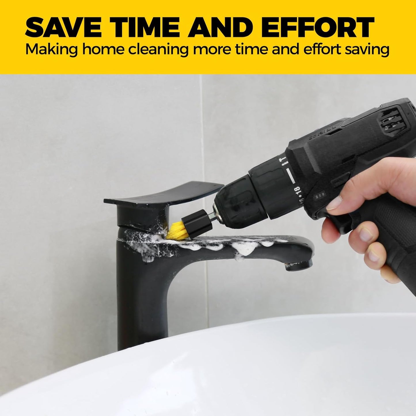 Holikme 6 piece Drill Brush with Multi-Purpose & Grout Head,Crevice Cleaning Brush，3/4”W Drill Brush Attachment Set, Detailing Brushes for Home/Kitchen/Bathroom/Grout/Tile/Shower/Tub