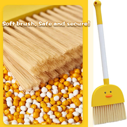 Mini Broom with Dustpan for Boy I Kids Small Cleaning Set Combo Pretend Play I Toddler Kitchen Dress Up Toys–Frog Green