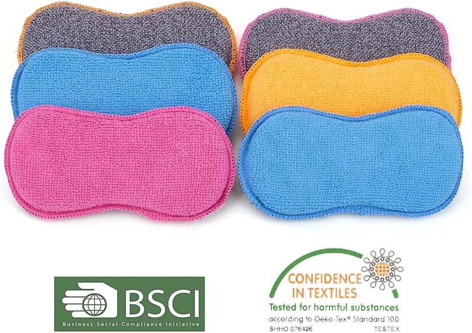 UPSTAR Dish Sponges Kitchen, Microfiber Cleaning Scrubber for Dishwashing, Sink, Basin and Multi-Pupose, Non-Scratch, Size.S Pack of 8