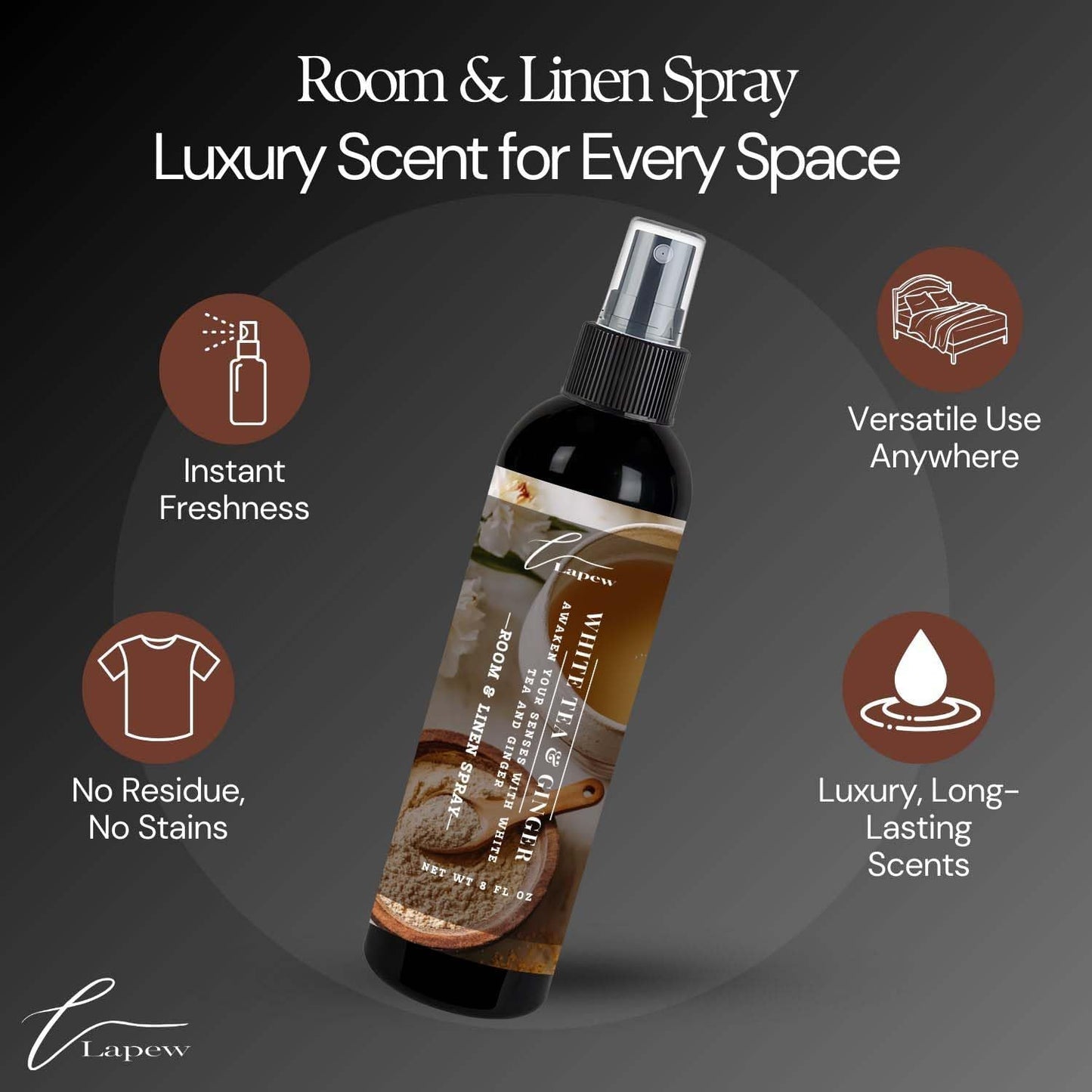 Lapew Room & Linen Spray | Fragrance Mist for Home, Car & Office | Fabric & Air Freshener | Neutralizing Mist | Made in USA | Cozy Cinnamon & Apple - Colors A