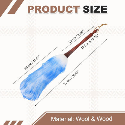 uxcell Wool Duster, 14.2" Natural Feather Cleaner Household Cleaning Duster with Solid Wooden Handle for Cleaning Fans Window Blinds Shelves Furniture, Pink