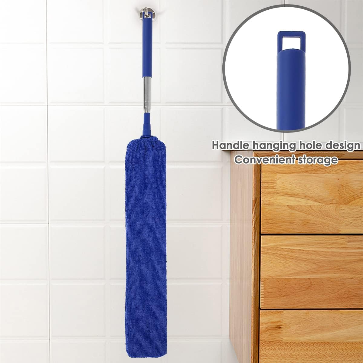 Gap Dust Cleaner Retractable Microfiber Gap Dust Brush Flexible Long Flat Gap Duster with Extendable Pole and Cloth Cover for Sofa Bed Furniture Bottom Ceiling Fan Blinds(Grey)