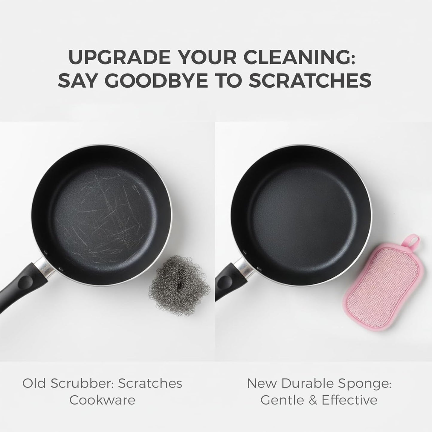Dual Sided Kitchen Sponges and Scrubbers, 10-Pack - Microfiber & Non-Scratch Scouring Pads for Dishes, Pots, Pans, Stainless Steel, Countertops, Glass Cooktops
