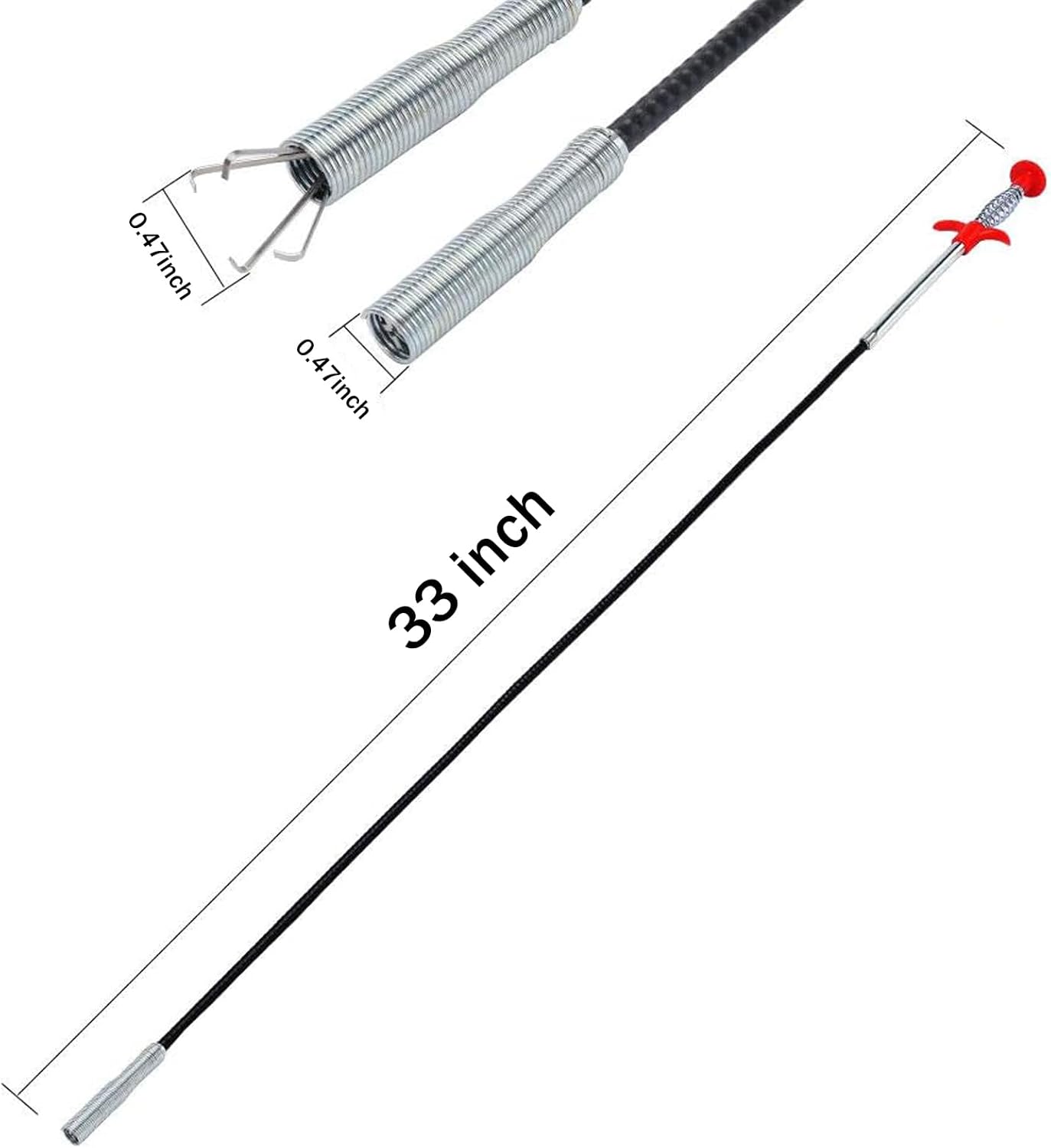 Upgraded Drain Snake, 76 inch Hair Drain Clog Remover Tool ， Sink Snake Drain Clog Remover for Sewer Kitchen Bathroom