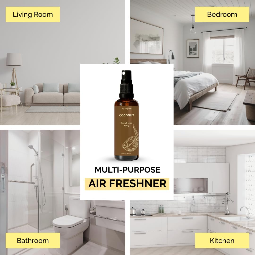 Vanilla Room, Linen & Pillow Spray by Aromafume | 100ml/3.38 fl oz | with Pure Vanilla Essential Oil | Aromatherapy Spray | Mist for Bedding, Fabrics