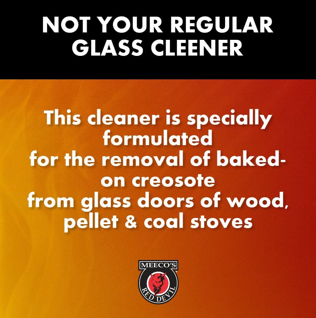 MEECO'S RED DEVIL 701 Wood Stove Glass Cleaner - Removes Creosote, Soot & Smoke from Wood, Pellet, Coal Stoves & Fireplace Inserts (16 fl oz) - Made in the USA