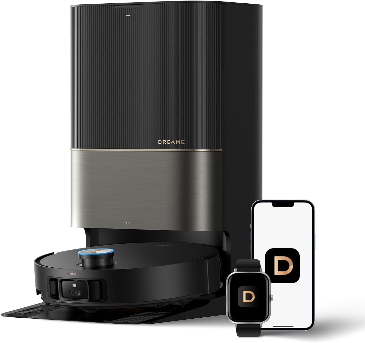 DREAME X50 Ultra Complete Robot Vacuum and Mop with Auto-Empty and Mop Self-Cleaning, 20,000Pa Suction, Obstacle Avoidance and 360° Navigation, Corner to Edge Deep Cleaning, Detangling Brush (Black)