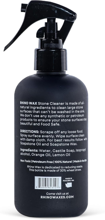 Rhino Wax Soapstone Spray Cleaner - Safely Clean Soap Stone, Slate, Granite, Quartz, Marble, Concrete - Food Safe - Natural Ingredients - Fresh Orange & Lemon Scent Neutralizes Odors - Made in USA