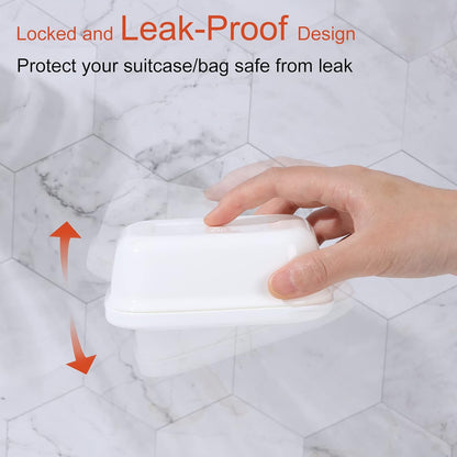 Quatish Leakproof Soap Dish with Lid & Draining Layer, Shatterproof Travel Bar Soap Holder Case Container, Portable Travel Size Toiletries Essentials for Camping, Gym, Bathroom, Black